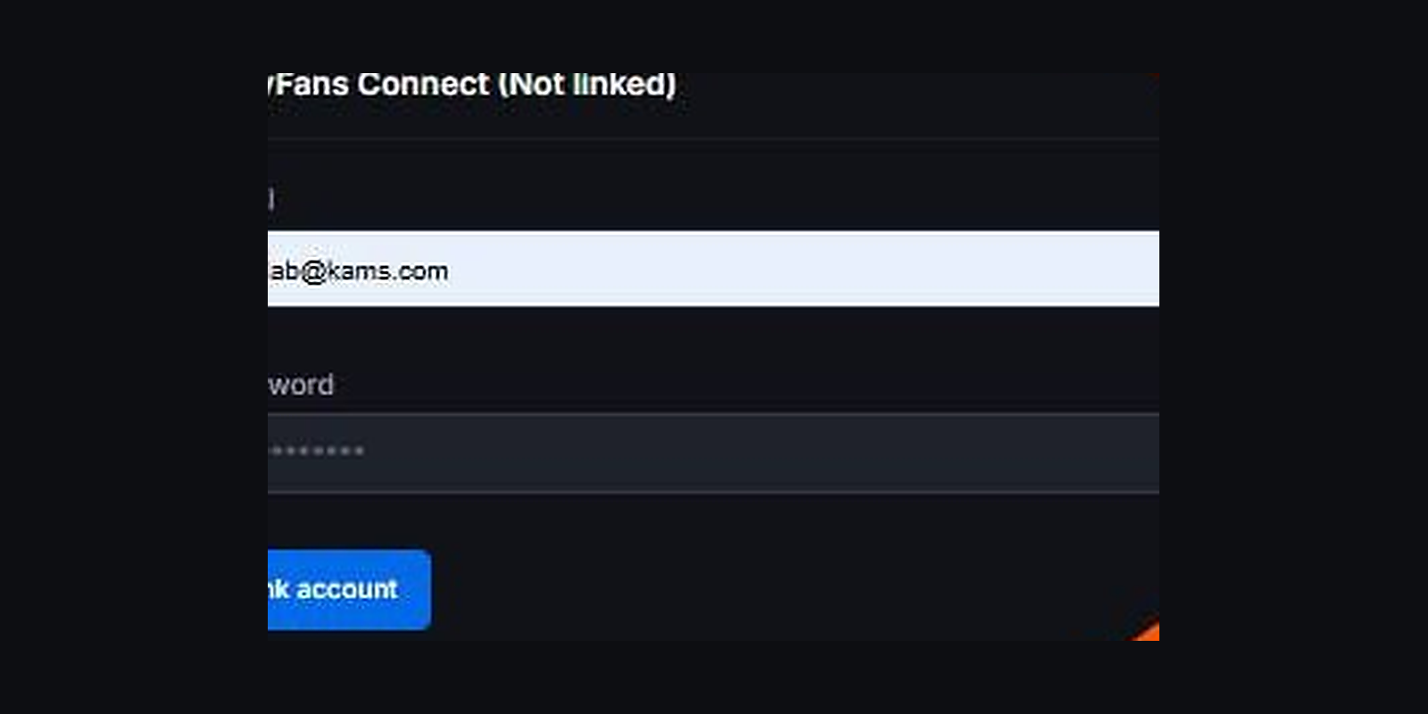 OnlyFans Connect panel on the model admin page